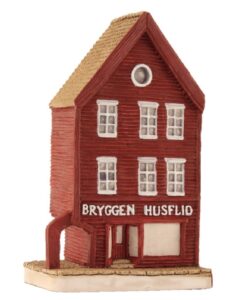 Husflid, Bryggen i Bergen, miniatyrhus, 10 cm, håndlagd av Lillesanddesign.no