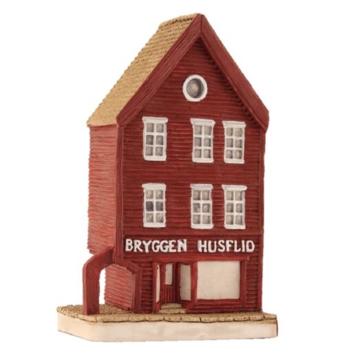Husflid, Bryggen i Bergen, miniatyrhus, 10 cm, håndlagd av Lillesanddesign.no