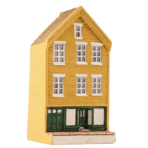 Gult Bryggen i Bergen miniatyrhus, 10 cm, håndlagd av Lillesanddesign.no