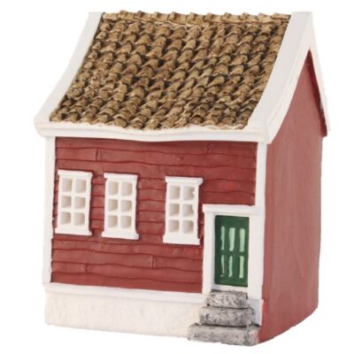 Rødt hus telyslykt, 11 cm, håndlagd av Lillesanddesign.no