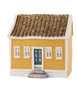 Gult hus telyslykt, 11 cm, håndlagd av Lillesanddesign.no