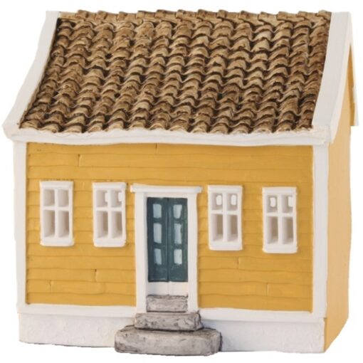 Gult hus telyslykt, 11 cm, håndlagd av Lillesanddesign.no