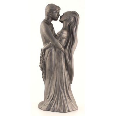 Brudepar skulptur stålfarge, 45 cm, håndlagd av Lillesanddesign.no