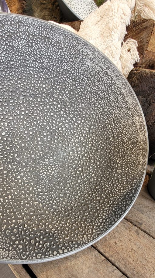 Fat med mønster i sølv og sort, 35 cm i dia - Bilde 6